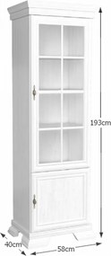 Vitrines szekrény KRW1, fenyő andersen, KORA