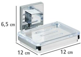 Fényes ezüstszínű öntapadós műanyag fürdőszobai kiegészítő szett Quadro – Wenko