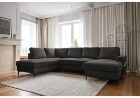 Sötétszürke kordbársony kinyitható sarokkanapé (bal oldali) Lofty Lilly – Miuform