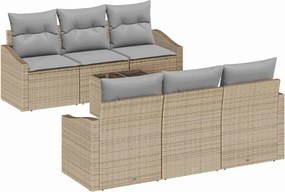vidaXL Kanapé Szett párnával 7 pcs Beige és Világosszürke polirattan