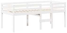fehér tömör fenyőfa magasított ágy tetővel 90 x 200 cm