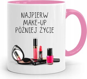 Rózsaszín Bögre Kozmetikusnak Először Make Up nyomott mintával