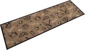 vidaXL barna reggeli mintás mosható bársony konyhaszőnyeg 45x150 cm