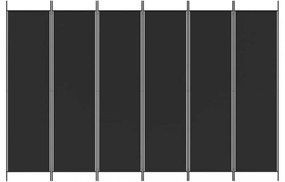 6 paneles fekete szövet térelválasztó 300x200 cm