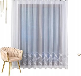 Kész Függöny Ráncoló Szalaggal, Divatos Toll Mintával 450x280