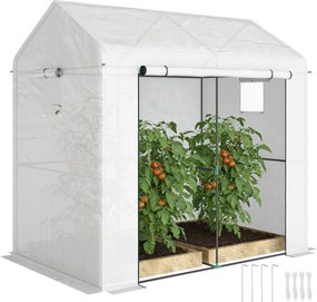 Outsunny PE kerti és erkély üvegház, megerősített 135 g/m² takaró, acél váz, feltekerhető cipzáras ajtó, zöldségekhez, növényekhez és virágokhoz, belt