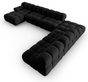 Fekete bársony kanapé 379 cm Bellis – Micadoni Home