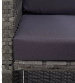 9 részes antracitszürke polyrattan étkezőszett párnákkal