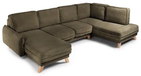 Zöld kordbársony kinyitható sarokkanapé (jobb oldali-U alakú) Tori – Bonami Selection