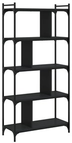 5 szintes fekete szerelt fa könyvespolc 76 x 32 x 158 cm