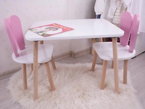 Gyerekasztal székekkel Bunny One Chair Set - Pink, White