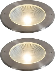 2 darabos modern földbe süllyeszthető spotlámpa szett acél LED-del 20W - Bridge