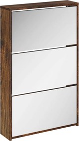 vidaXL füstös tölgy 3 szintes cipőszekrény tükörrel 63 x 17 x 102,5 cm