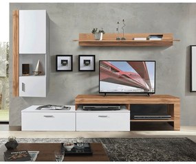 Nappali fal/szekrénysor, wotan tölgy/fehér, ALUBA