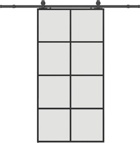 vidaXL fekete ESG üveg tolóajtó fémszerelvény-szettel 102,5x205 cm