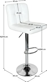 Bárszék, fehér textilbőr/króm, KANDY 2 NEW