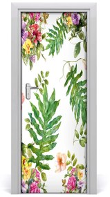 Ajtóposzter öntapadós trópusi virágok 95x205 cm