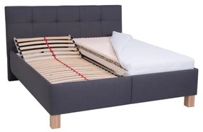 MARIA kárpitozott ágy ágyneműtartóval, matrac nélkül, 180x200 cm, szürke