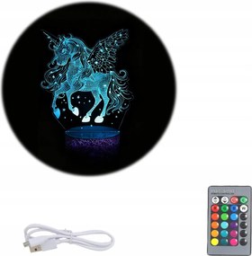 Éjjeli Lámpa Led 3D Usb Póniország Unikornis Lámpa 16 Szín