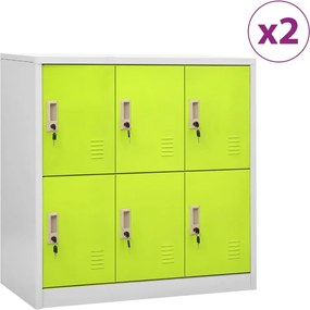 vidaXL 2 db világosszürke-zöld acél zárható szekrény 90 x 45 x 92,5 cm