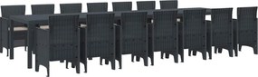 vidaXL Kerti étkező szett párnákkal párnával 15 pcs Antracit PP