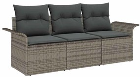 vidaXL Kerti Kanapé Szett párnával tárolóval 3 pcs Szürke Poli rattan