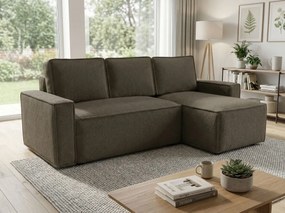 SMART BOUCLE L alakú kihúzható, megfordítható sarokkanapé 232x143 cm, szürkésbarna
