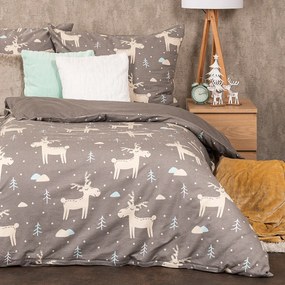 4Home Happy reindeer flanel ágyneműhuzat, 140 x 200 cm, 70 x 90 cm