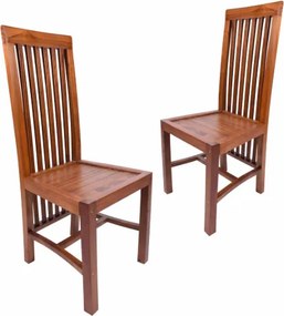 Étkezőszék szett 2 db DIVERO fa szék teakfa felülettel