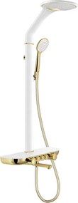 Mexen Blaze fali szerelhető zuhanykészlet esőztetővel és csapteleppel, fehér/arany - 78109-25