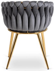 Elegáns Szürke Bársony Étkezőszék Arany Lábbal. CAPI