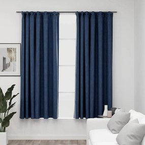 vidaXL 2 db kék vászonhatású sötétítőfüggöny kampókkal 140 x 175 cm