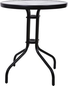 Kerti asztal, MultiGarden SC-070, fekete, kerek, átmérő: 60 cm, magasság: 70 cm, edzett üveglap, porszórt acél váz, teherbírás: 60 kg