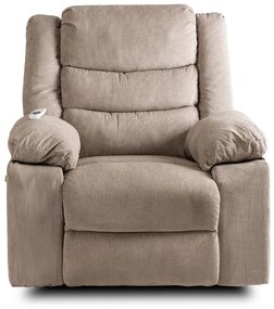 Elektromosan Vezérelhető Masszázsfunkciós Relaxfotel Bézs Kordbársony Kárpittal. JASPER