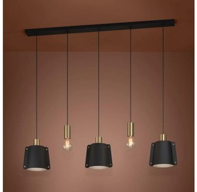 Eglo 390115 - Csillár zsinóron MAJAGUA 5xE27/40W/230V fekete/arany