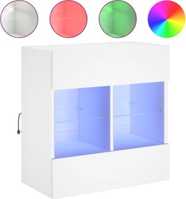 vidaXL fehér falra szerelhető TV-szekrény LED-lámpákkal 58,5x30x60,5cm