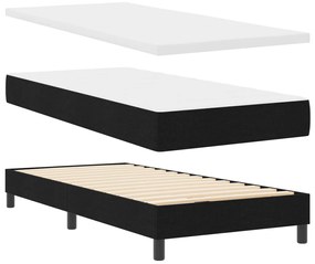 Boxspring Ágy Mattal &amp; LED Fekete 90x200 cm Szövet