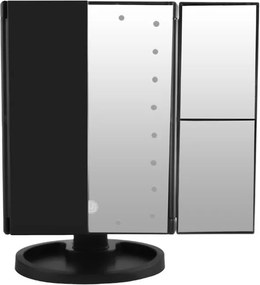 Állítható, forgatható, kihajtható LED-es tükör, fekete