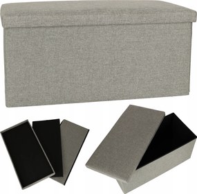 Puff Összecsukható Pad Tárolóval Ülőláda Szürke Tágas 76x38x38cm