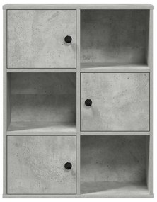 betonszürke szerelt fa könyvespolc 60x24x76,5 cm