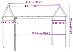 viaszbarna tömör fenyőfa gyerekágytető 217 x 95,5 x 159 cm