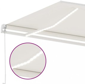 krémszínű kézzel kihúzható LED-es napellenző 400 x 350 cm
