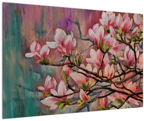 Kép - olajfestmény, virágzó Sakura (90x60 cm)