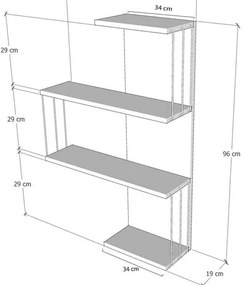 Fehér-natúr színű többszintes fali polc borovi fenyő dekorral 64 cm Cambel – Kalune Design