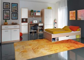 Vitrines szekrény 2D1W1S/80, fehér/tölgy sonoma, TEYO