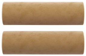 2 személyes barna bársony kanapé díszpárnákkal 120 cm