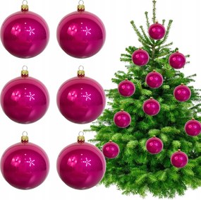 Rózsaszín Üveg Díszek Készlet 6 db Lengyel Fuksziás Karácsonyfadíszek