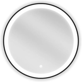 Mexen Esso fürdőszobai megvilágított tükör, kerek 60 cm, LED 6000K, páramentes, fekete keret - 9825-060-060-611-70