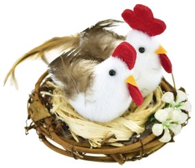 Csirke kakassal húsvéti dekoráció , átmérő 12 cm