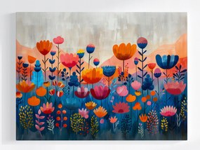 Vászonkép Canvas Grafika Népi Rét Kert Kilátás Virágok 100x75